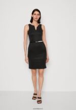 femmes robe droite noire 006BT211 Anna Field