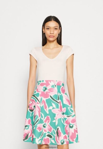 femmes robe en jean blanc/vert/rose 006BT68 Anna Field