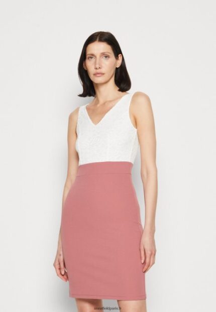 femmes robe en jersey blanc/rose 006BT36 Anna Field