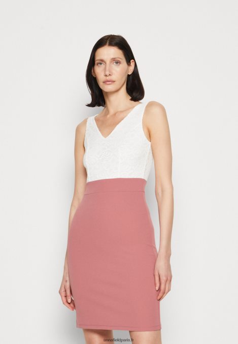 femmes_robe_en_jersey_blanc_rose_006bt36_anna_field.jpg femmes robe en jersey blanc/rose 006BT36 Anna Field - Image 1