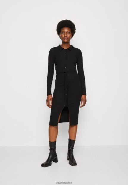 femmes robe en jersey noir 006BT183 Anna Field