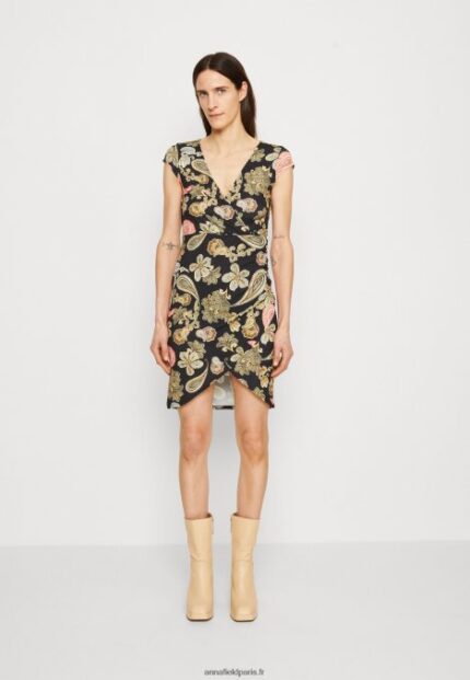femmes robe en jersey noir/multicolore 006BT189 Anna Field