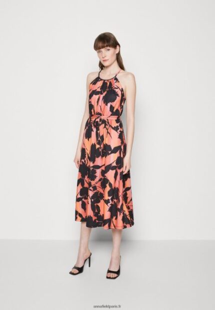 femmes robe en jersey noir/orange 006BT47 Anna Field
