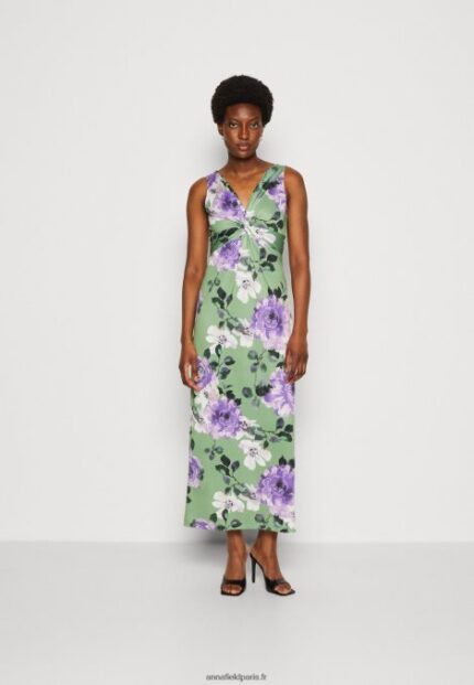 femmes robe en jersey vert/violet/blanc 006BT78 Anna Field