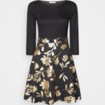 femmes robe jersey or noir 006BT186 Anna Field