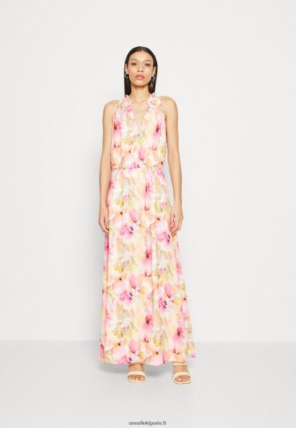 femmes robe longue blanc/rose 006BT223 Anna Field