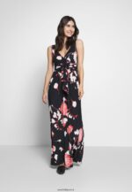 femmes robe longue noir/rose 006BT143 Anna Field