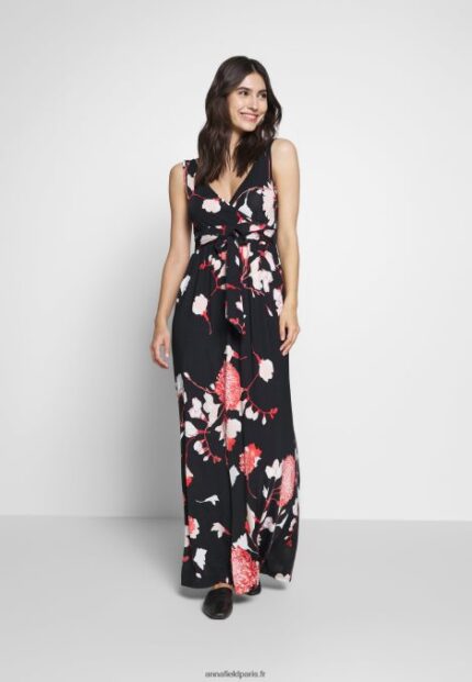 femmes robe longue noir/rose 006BT143 Anna Field