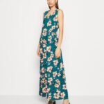 femmes robe longue vert foncé/rose 006BT224 Anna Field