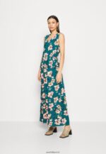 femmes robe longue vert foncé/rose 006BT224 Anna Field