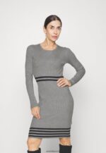 femmes robe pull chiné gris clair/noir 006BT215 Anna Field