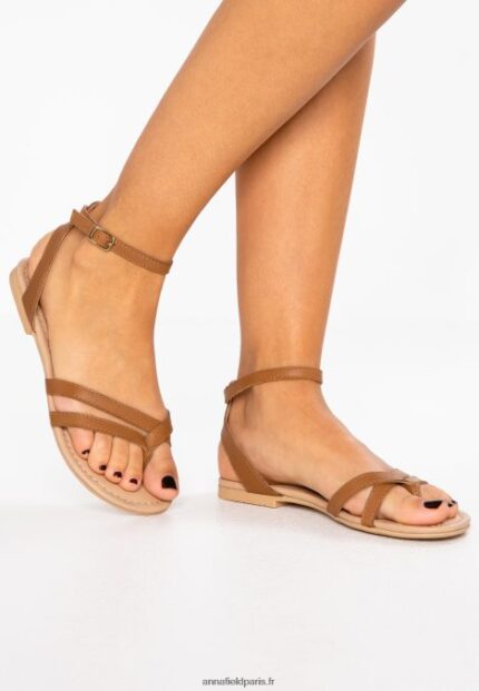 femmes sandales à bride en cuir cognac 006BT1513 Anna Field