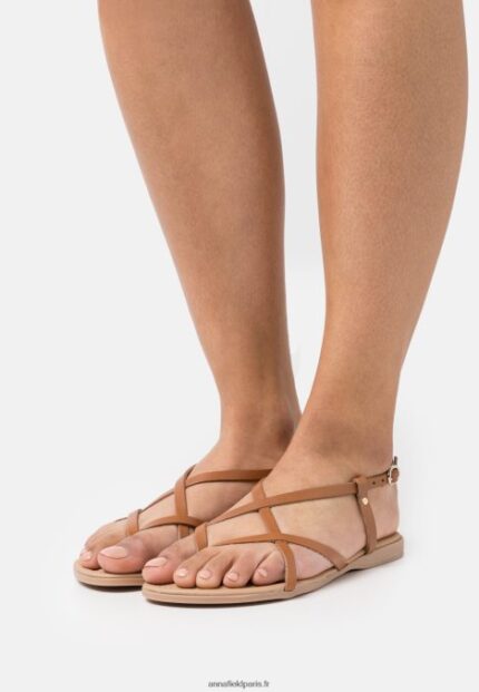 femmes sandales à bride en cuir cognac 006BT1536 Anna Field