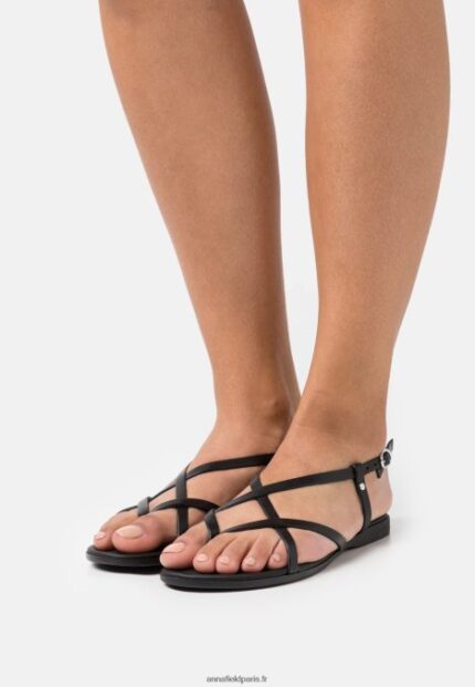 femmes sandales à bride en cuir noir 006BT1532 Anna Field