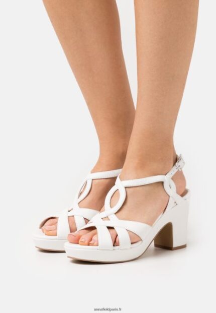 femmes sandales à plateforme en cuir blanc 006BT1559 Anna Field
