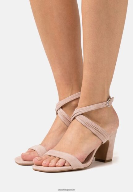 femmes sandales à talons en cuir couleur or rose 006BT1336 Anna Field