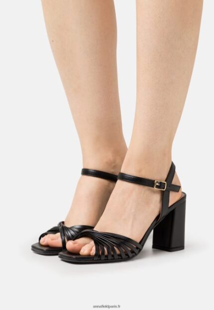 femmes sandales à talons hauts en cuir noir 006BT1400 Anna Field