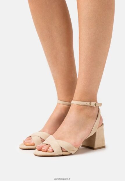 femmes sandales en cuir beige 006BT1359 Anna Field