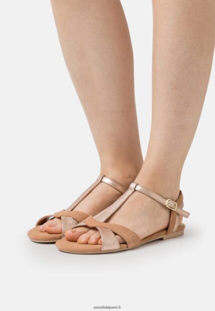 femmes sandales en cuir beige 006BT1385 Anna Field