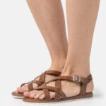femmes sandales en cuir cognac 006BT1284 Anna Field