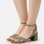femmes sandales en cuir kaki 006BT1330 Anna Field