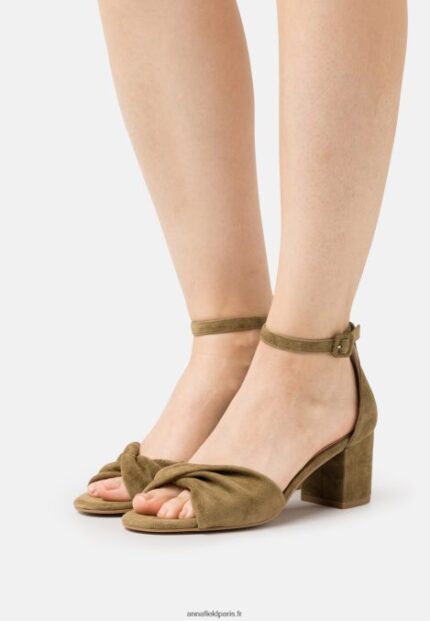 femmes sandales en cuir kaki 006BT1332 Anna Field