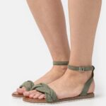 femmes sandales en cuir kaki 006BT1387 Anna Field