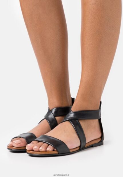 femmes sandales en cuir noir 006BT1280 Anna Field