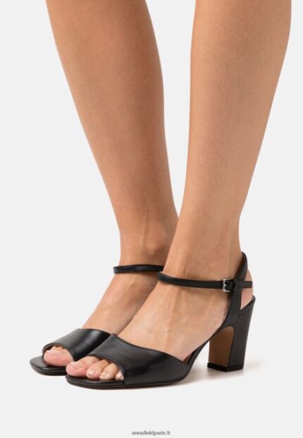 femmes sandales en cuir noir 006BT1369 Anna Field
