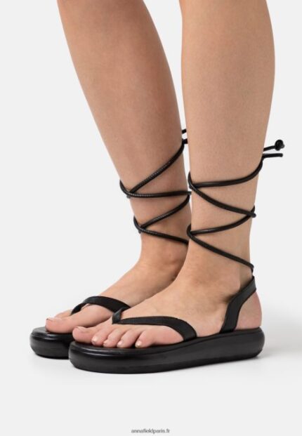 femmes sandales en cuir noir 006BT1386 Anna Field