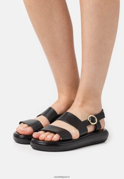 femmes sandales en cuir noir 006BT1407 Anna Field