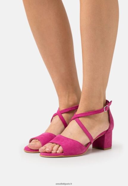 femmes sandales en cuir rose 006BT1408 Anna Field