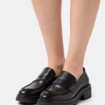 femmes slip on en cuir noir 006BT1817 Anna Field