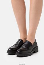 femmes slip on en cuir noir 006BT1817 Anna Field