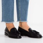 femmes slip on en cuir noir 006BT1829 Anna Field