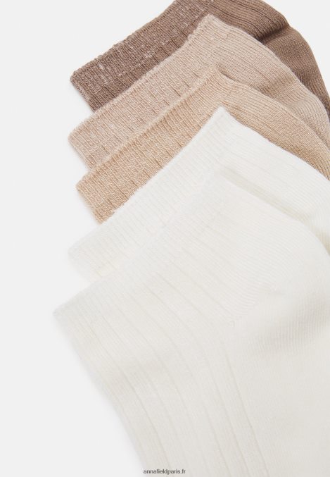 femmes socquettes côtelées douces lot de 5 chaussettes beige 006BT1118 Anna Field - Image 2