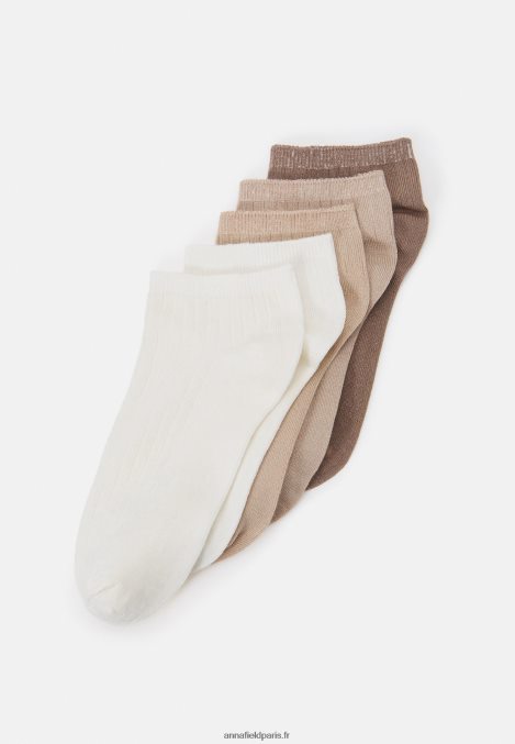 femmes socquettes côtelées douces lot de 5 chaussettes beige 006BT1118 Anna Field - Image 1
