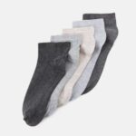 femmes socquettes côtelées douces lot de 5 chaussettes gris/beige 006BT1135 Anna Field