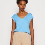 femmes t-shirt basique bleu 006BT276 Anna Field