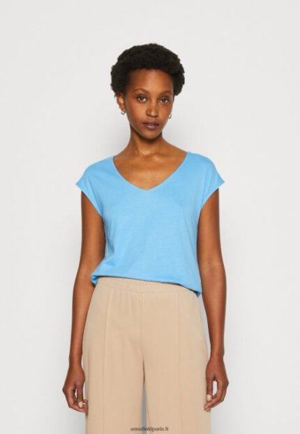 femmes t-shirt basique bleu 006BT276 Anna Field