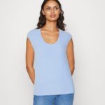 femmes t-shirt basique bleu 006BT289 Anna Field