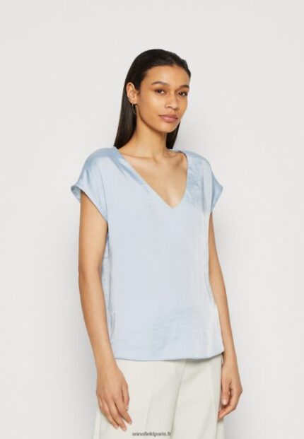 femmes t-shirt basique bleu clair 006BT282 Anna Field