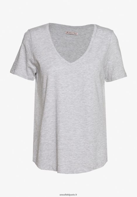 femmes t-shirt basique chiné gris clair/bleu 006BT334 Anna Field - Image 2