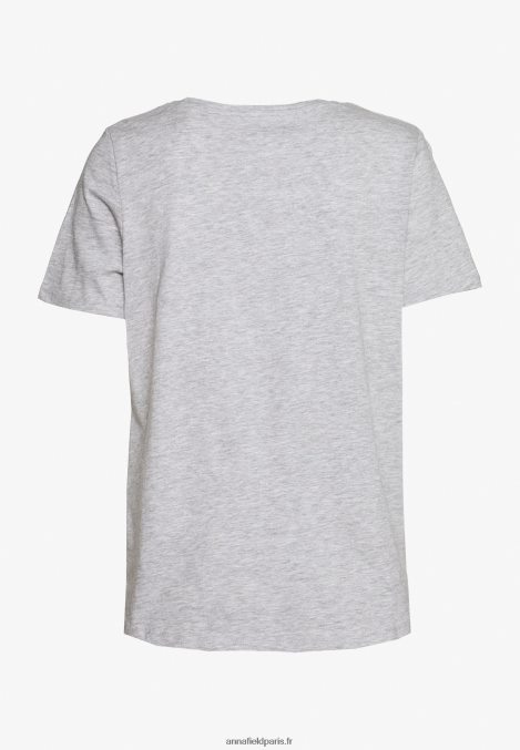 femmes t-shirt basique chiné gris clair/bleu 006BT334 Anna Field - Image 4