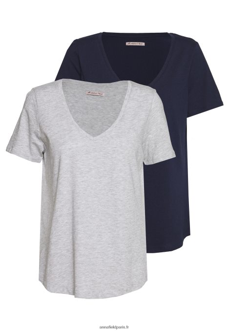 femmes_t_shirt_basique_chine_gris_clair_bleu_006bt334_anna_field.jpg femmes t-shirt basique chiné gris clair/bleu 006BT334 Anna Field - Image 1
