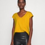 femmes t-shirt basique jaune doré 006BT279 Anna Field