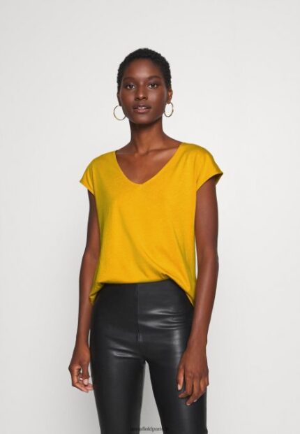 femmes t-shirt basique jaune doré 006BT279 Anna Field