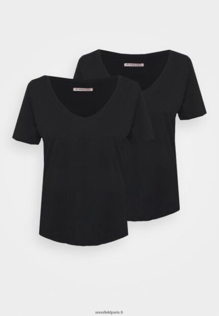 femmes t-shirt basique noir 006BT341 Anna Field