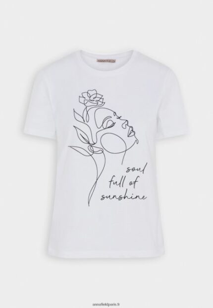 femmes t-shirt imprimé blanc 006BT364 Anna Field