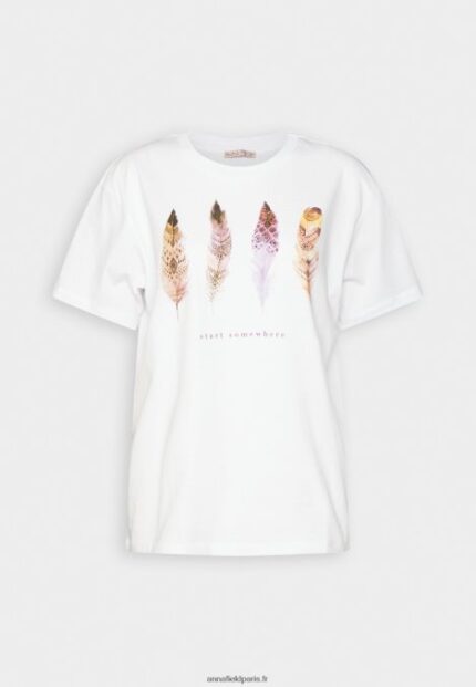 femmes t-shirt imprimé blanc 006BT372 Anna Field